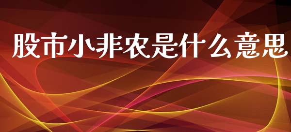 股市小非农是什么意思_https://m.jnlaobingbanjia.com_股市新闻_第1张