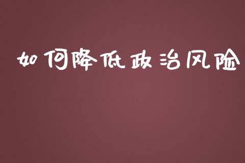 如何降低政治风险_https://m.jnlaobingbanjia.com_基金市场_第1张