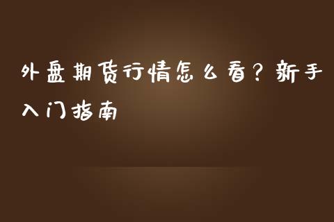 外盘期货行情怎么看？新手入门指南_https://m.jnlaobingbanjia.com_理财规划_第1张