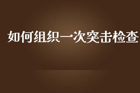 如何组织一次突击检查_https://m.jnlaobingbanjia.com_金融监管_第1张