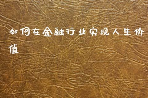 如何在金融行业实现人生价值_https://m.jnlaobingbanjia.com_理财规划_第1张