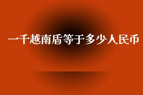 一千越南盾等于多少人民币_https://m.jnlaobingbanjia.com_金融监管_第1张