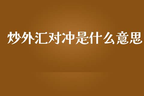 炒外汇对冲是什么意思_https://m.jnlaobingbanjia.com_基金市场_第1张