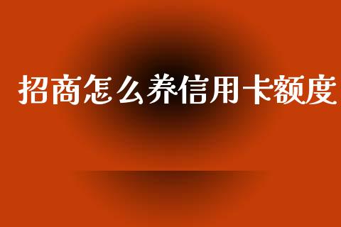 招商怎么养信用卡额度_https://m.jnlaobingbanjia.com_股市新闻_第1张