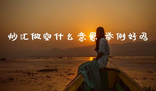 炒汇做空什么意思 举例好吗_https://m.jnlaobingbanjia.com_理财规划_第1张