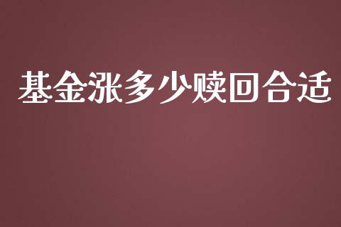 基金涨多少赎回合适_https://m.jnlaobingbanjia.com_金融监管_第1张