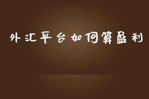 外汇平台如何算盈利_https://m.jnlaobingbanjia.com_理财规划_第1张