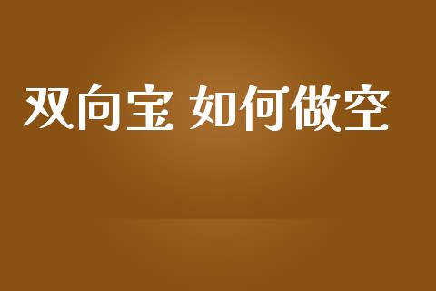 双向宝 如何做空_https://m.jnlaobingbanjia.com_金融监管_第1张