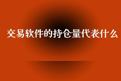 交易软件的持仓量代表什么_https://m.jnlaobingbanjia.com_金融监管_第1张