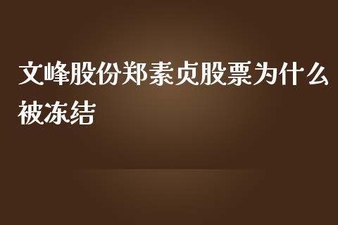 文峰股份郑素贞股票为什么被冻结_https://m.jnlaobingbanjia.com_全球市场_第1张