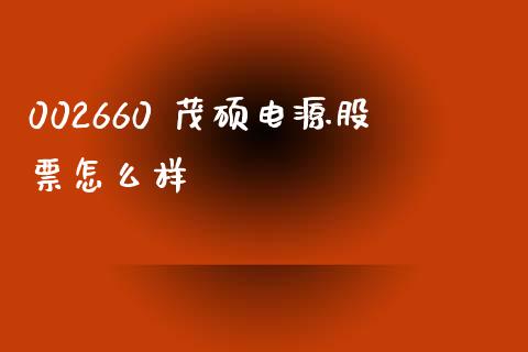 002660 茂硕电源股票怎么样_https://m.jnlaobingbanjia.com_股市新闻_第1张