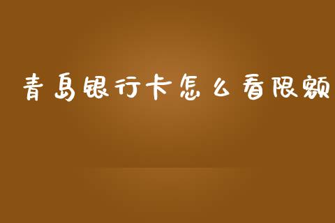 青岛银行卡怎么看限额_https://m.jnlaobingbanjia.com_全球市场_第1张