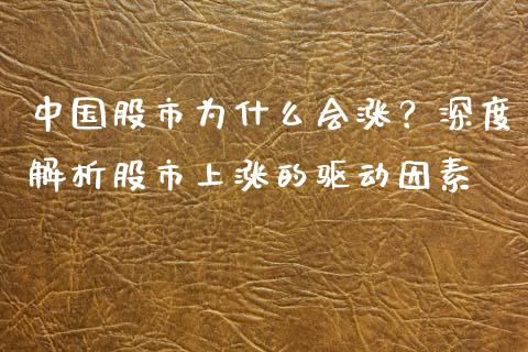 中国股市为什么会涨？深度解析股市上涨的驱动因素_https://m.jnlaobingbanjia.com_全球市场_第1张