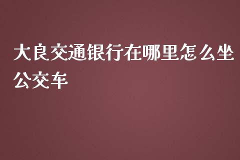 大良交通银行在哪里怎么坐公交车_https://m.jnlaobingbanjia.com_理财规划_第1张