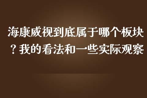 海康威视到底属于哪个板块？我的看法和一些实际观察_https://m.jnlaobingbanjia.com_区块链_第1张