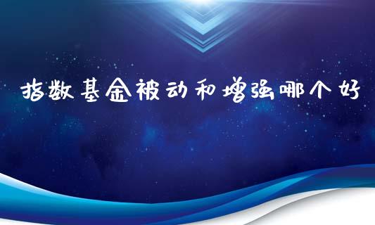 指数基金被动和增强哪个好_https://m.jnlaobingbanjia.com_全球市场_第1张