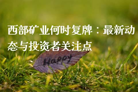 西部矿业何时复牌：最新动态与投资者关注点_https://m.jnlaobingbanjia.com_股市新闻_第1张