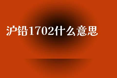 沪铅1702什么意思_https://m.jnlaobingbanjia.com_全球市场_第1张
