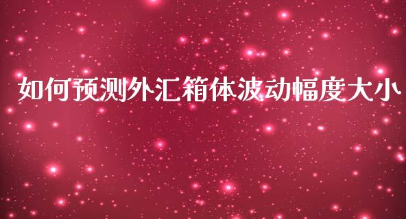 如何预测外汇箱体波动幅度大小_https://m.jnlaobingbanjia.com_全球市场_第1张