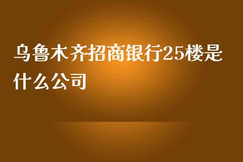 乌鲁木齐招商银行25楼是什么公司_https://m.jnlaobingbanjia.com_理财规划_第1张