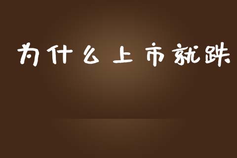 为什么上市就跌_https://m.jnlaobingbanjia.com_基金市场_第1张