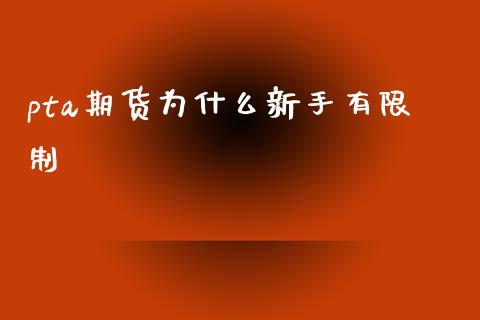 pta期货为什么新手有限制_https://m.jnlaobingbanjia.com_理财规划_第1张
