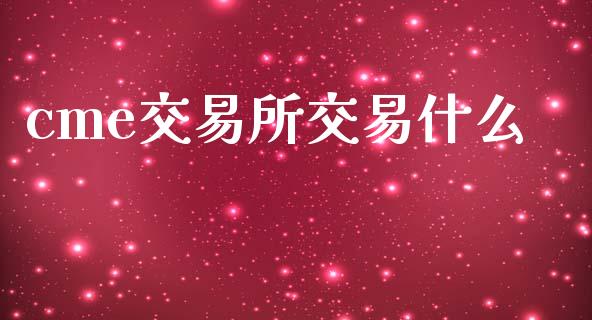 cme交易所交易什么_https://m.jnlaobingbanjia.com_理财规划_第1张