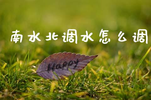 南水北调水怎么调_https://m.jnlaobingbanjia.com_金融监管_第1张