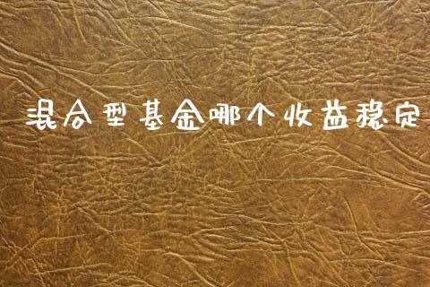 混合型基金哪个收益稳定_https://m.jnlaobingbanjia.com_理财规划_第1张