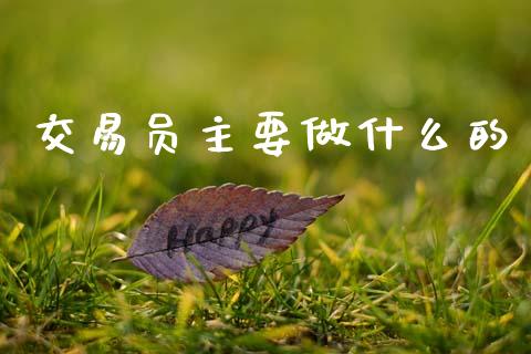 交易员主要做什么的_https://m.jnlaobingbanjia.com_理财规划_第1张