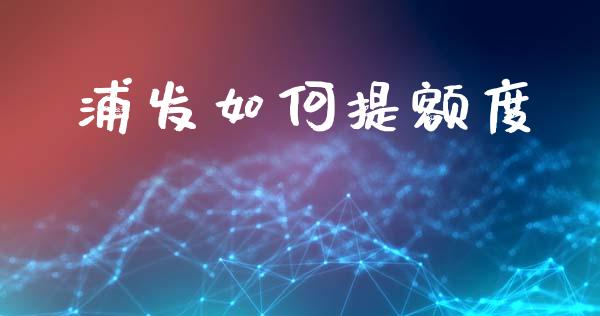 浦发如何提额度_https://m.jnlaobingbanjia.com_金融监管_第1张