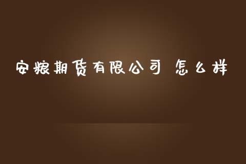 安粮期货有限公司 怎么样_https://m.jnlaobingbanjia.com_理财规划_第1张