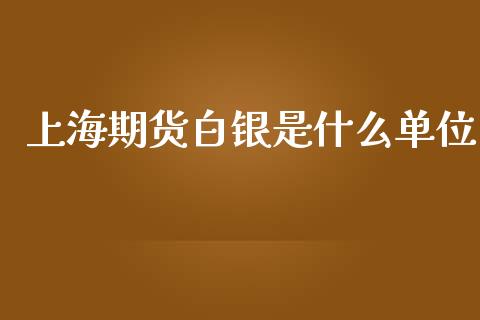 上海期货白银是什么单位_https://m.jnlaobingbanjia.com_理财规划_第1张