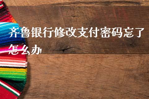 齐鲁银行修改支付密码忘了怎么办_https://m.jnlaobingbanjia.com_股市新闻_第1张
