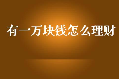 有一万块钱怎么理财_https://m.jnlaobingbanjia.com_全球市场_第1张