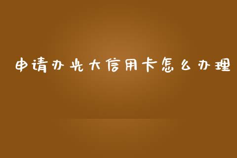 申请办光大信用卡怎么办理_https://m.jnlaobingbanjia.com_股市新闻_第1张