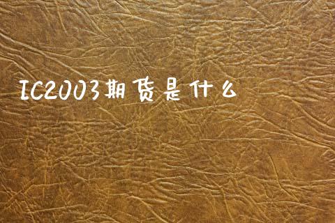 IC2003期货是什么_https://m.jnlaobingbanjia.com_股市新闻_第1张