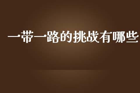 一带一路的挑战有哪些_https://m.jnlaobingbanjia.com_全球市场_第1张