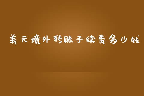 美元境外转账手续费多少钱_https://m.jnlaobingbanjia.com_金融监管_第1张