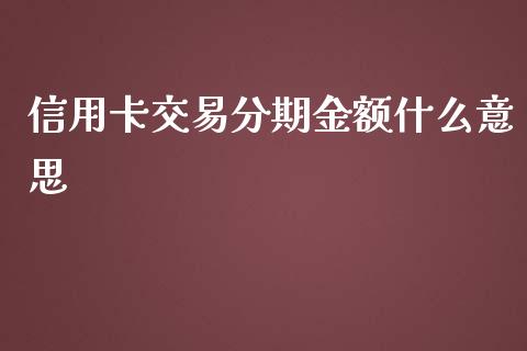 信用卡交易分期金额什么意思_https://m.jnlaobingbanjia.com_股市新闻_第1张