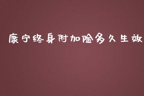 康宁终身附加险多久生效_https://m.jnlaobingbanjia.com_全球市场_第1张