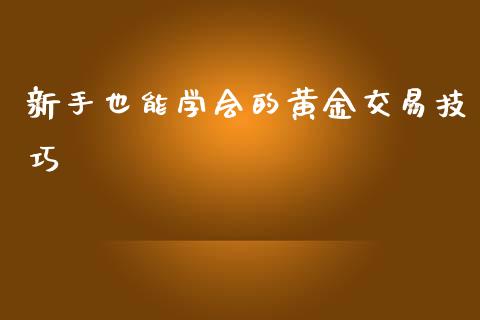 新手也能学会的黄金交易技巧_https://m.jnlaobingbanjia.com_股市新闻_第1张