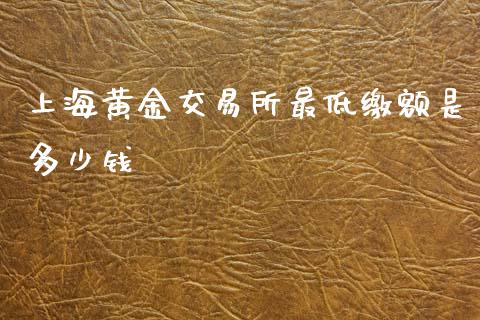 上海黄金交易所最低缴额是多少钱_https://m.jnlaobingbanjia.com_全球市场_第1张