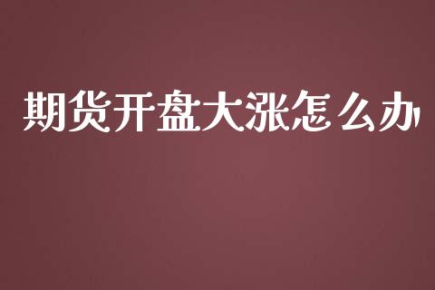 期货开盘大涨怎么办_https://m.jnlaobingbanjia.com_股市新闻_第1张