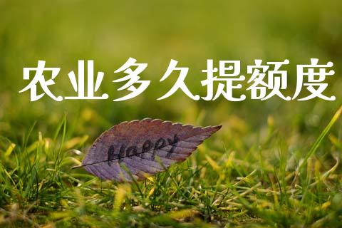 农业多久提额度_https://m.jnlaobingbanjia.com_金融监管_第1张