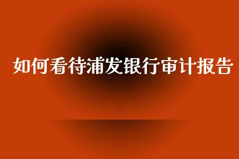 如何看待浦发银行审计报告_https://m.jnlaobingbanjia.com_基金市场_第1张
