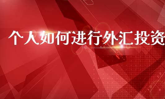 个人如何进行外汇投资_https://m.jnlaobingbanjia.com_股市新闻_第1张