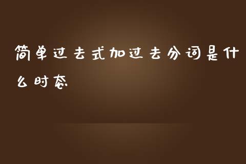 简单过去式加过去分词是什么时态_https://m.jnlaobingbanjia.com_金融监管_第1张