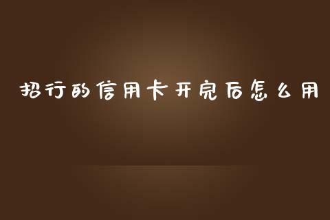 招行的信用卡开完后怎么用_https://m.jnlaobingbanjia.com_理财规划_第1张
