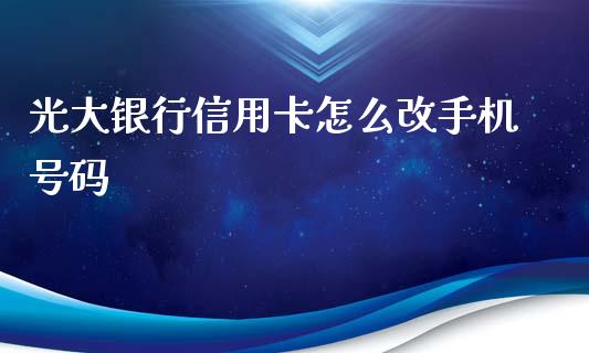 光大银行信用卡怎么改手机号码_https://m.jnlaobingbanjia.com_理财规划_第1张